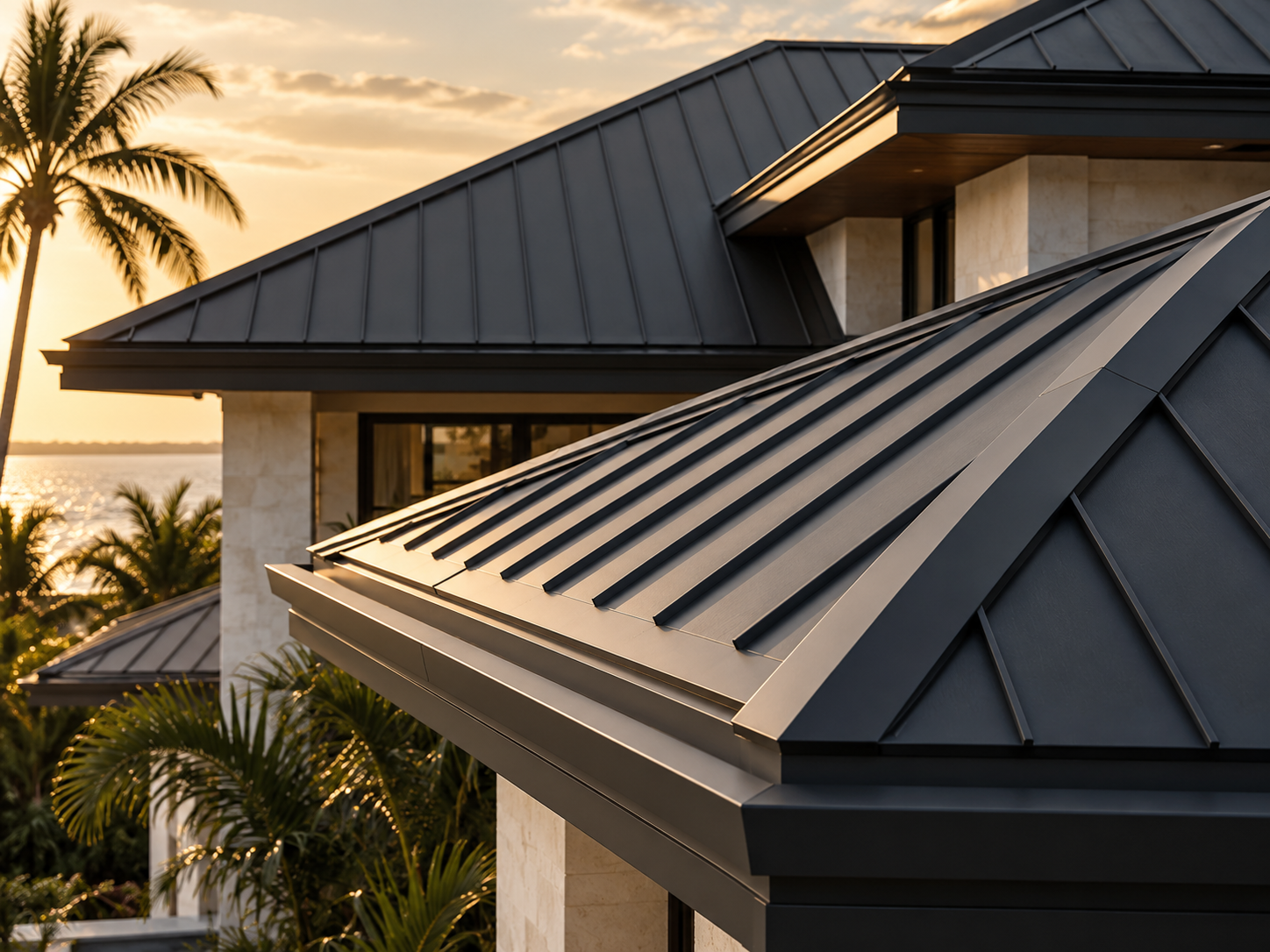 Architectural concept showing the detail of a standing-seam metal roof